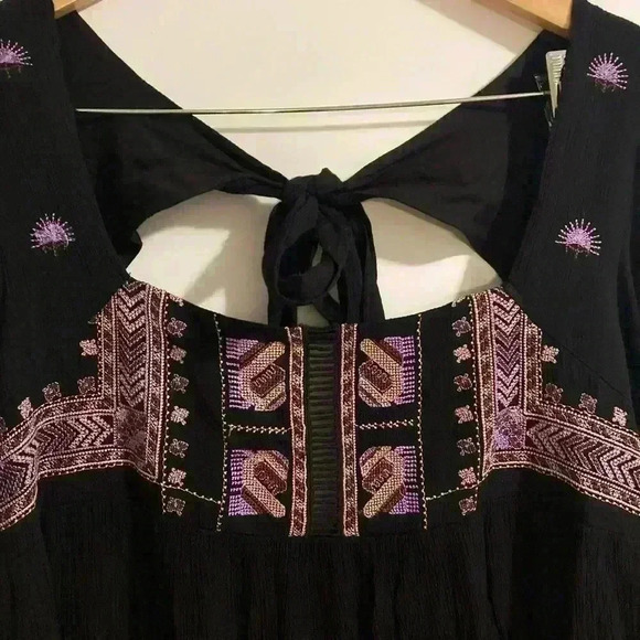 Free People Rhiannon Embroidered Babydoll Long Sleeve boho Dress - Picture 4 of 11